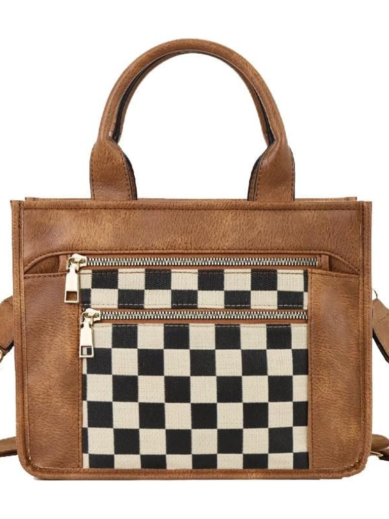 Checkered Crossbody Bag Vegan Leather Shoulder Purse Plaid Slouchy Tote Handbags